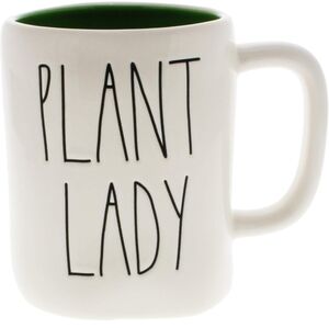 Rae Dunn by Magenta PLANT LADY Ceramic LL Coffee Mug Green Interior